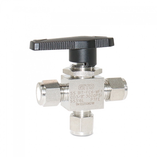 Threeways Tube Fitting Ball Valves OD3/8",OnePiece Ball Valves